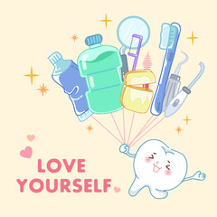 tooth with love yourself concept