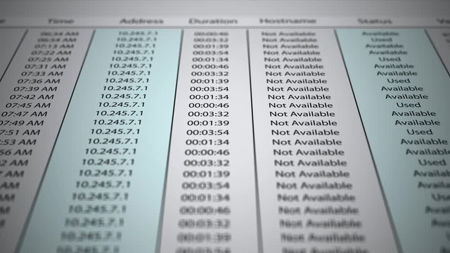 Panning over a paper document of an IP address statistics - Cybercrime concept ALT