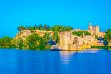 Cityscape of Avignon with Palais des Papes, Cathedral of Our Lady and Pont Saint Benezet, France