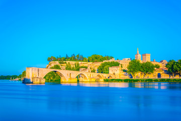 Cityscape of Avignon with Palais des Papes, Cathedral of Our Lady and Pont Saint Benezet, France
