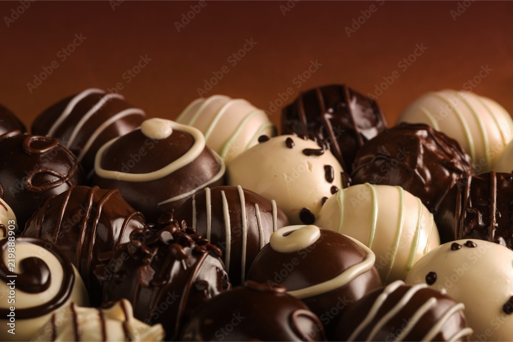 Canvas Prints Dark and white chocolate candies / pralines / truffles, assorted