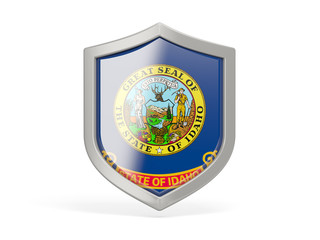 Shield icon with flag of idaho. United states local flags