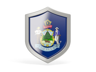 Shield icon with flag of maine. United states local flags