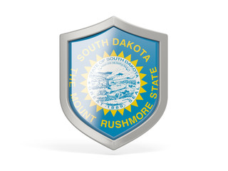 Fototapeta premium Shield icon with flag of south dakota. United states local flags
