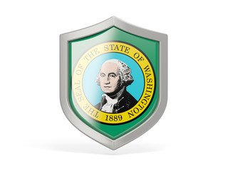 Shield icon with flag of washington. United states local flags