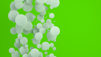 White discs of random size on green background
