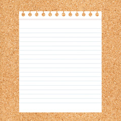 Notebook sheet on cork
