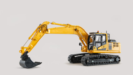 Excavator loader model on  isolated white background