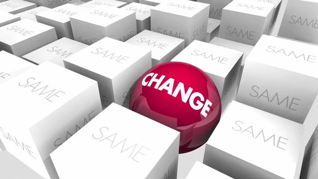 Change Vs Same Innovate Adapt Improve Sphere in Cubes 3d Animation