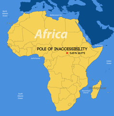 Schematic vector map. African Pole of Inaccessibility