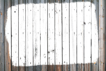 wooden wall background with white painted area, copy space