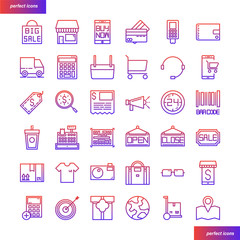 Shopping and Ecommerce Color Line Icons perfect