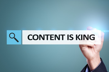 Content is king text in search bar. Business, technology and internet concept. Digital marketing.