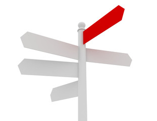 empty multidirectional sign isolated on white background . 3d rendered illustration