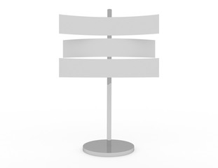 Blank white signboards with metal pole stand , 3в rendered illustration