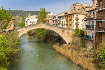 Fototapeta na wymiar Roman bridge over river Ega in Estella, Spain