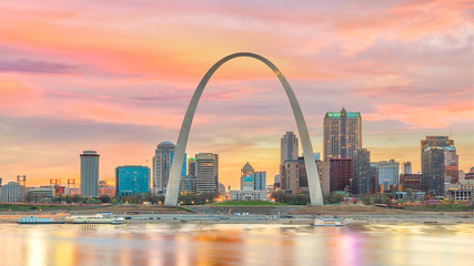 De skyline van de binnenstad van St. Louis