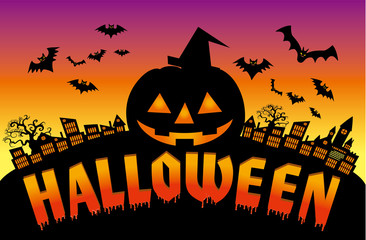 Happy Halloween ハロウィン用イラスト ハロウィンロゴ カボチャ Illustration For Halloween Wall Mural Globeds