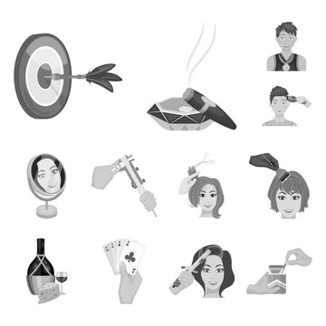 Manipulation by hands monochrome icons in set collection for design. Hand movement vector symbol stock web illustration.