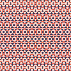 Retro geometric pattern in repeat. Fabric print. Seamless background, mosaic ornament, vintage style. 