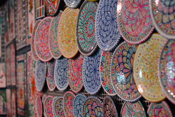 beautiful decorated colorful dishes
