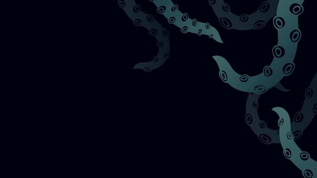 Halloween background template, kraken monster tentacles concept design illustration on black background seamless looping animation 4K, with copy space