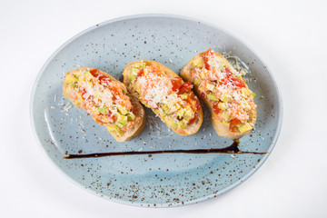 vegetable bruschetta with salmon