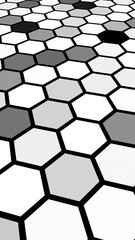 Black honeycomb with a gradient color. Perspective view on polygon look like honeycomb. Isometric geometry. 3D illustration