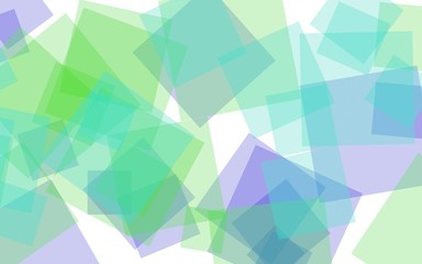 Multicolored translucent squares on white background. Green tones. 3D illustration