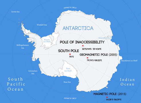 Schematic vector map. Location of the South poles