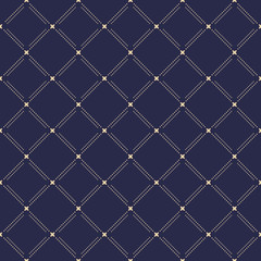 Fototapeta premium Geometric dotted blue and golden dotted pattern. Seamless abstract modern texture for wallpapers and backgrounds