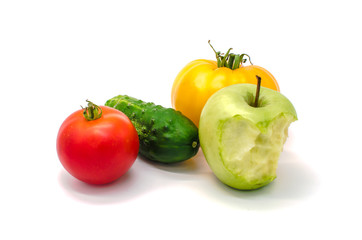 fruit and vegetables on a white background