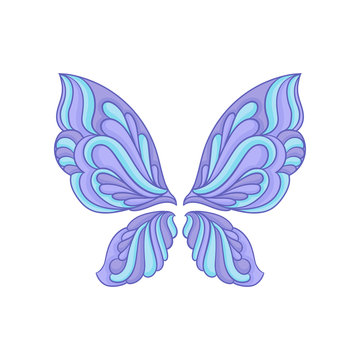 Beautiful butterfly wings with purple-blue pattern. Flat vector element for mobile app, t-shirt print or poster.