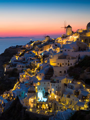 View of Oia the most beautiful village of Santorini Island in Greece.
