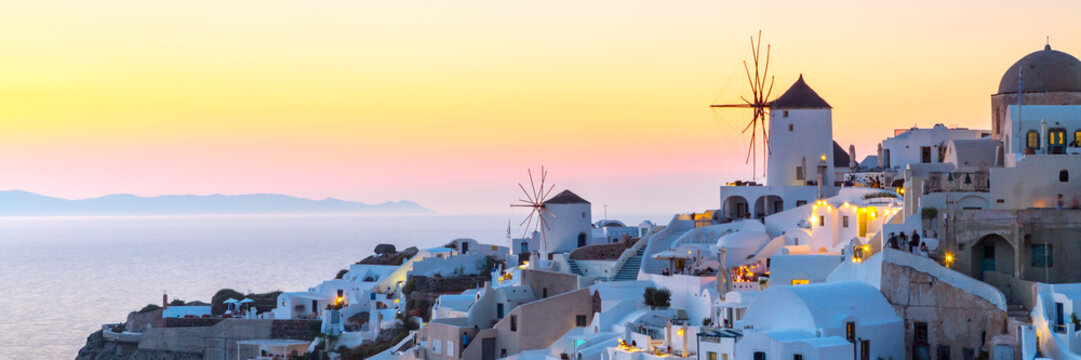 View of Oia the most beautiful village of Santorini Island in Greece.