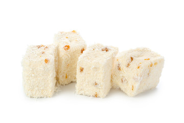 Turkish delight isolated on white.