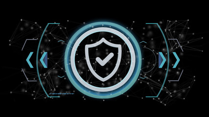 Technology security icon on a circle isolated on a background 3d rendering