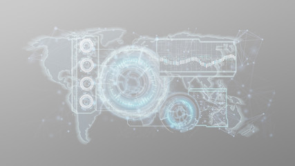 Technology interface isolated on a background 3d rendering