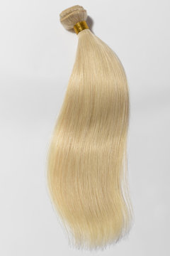 Straight Bleached Blonde Human Hair Weaves Extensions Bundle