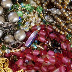 colorful fashion jewelry top view close up