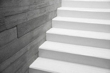 Modern reinforced concrete stairs , Concrete staircase painted in white detail, Symbol of modern minimalist living - 219909955