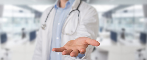 Doctor giving empty hands