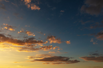 Beautiful clouds in the sky at sunset