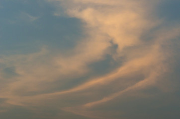 Dramatic sunset sky with colorful clouds after thunderstorm