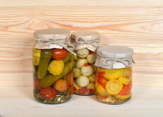 Glass Jars Of Preserved Vegetables