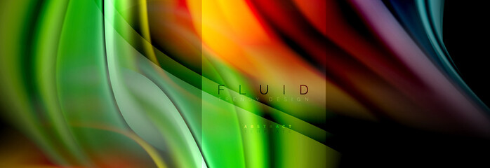 Rainbow fluid abstract shapes, liquid colors design, colorful marble or plastic wavy texture background, multicolored template for business or technology presentation or web brochure cover design