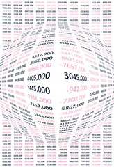 Obraz premium big sheet of paper with large round numbers filled on it with effect of convex surface