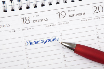 Eintrag im Kalender: Mammographie