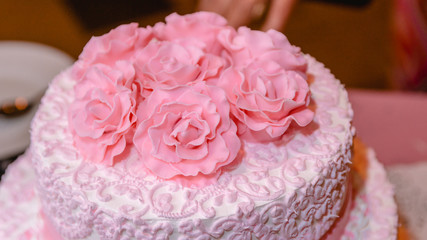 gentle pink wedding cake