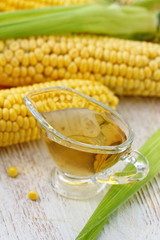 Corn oil and corn cobs